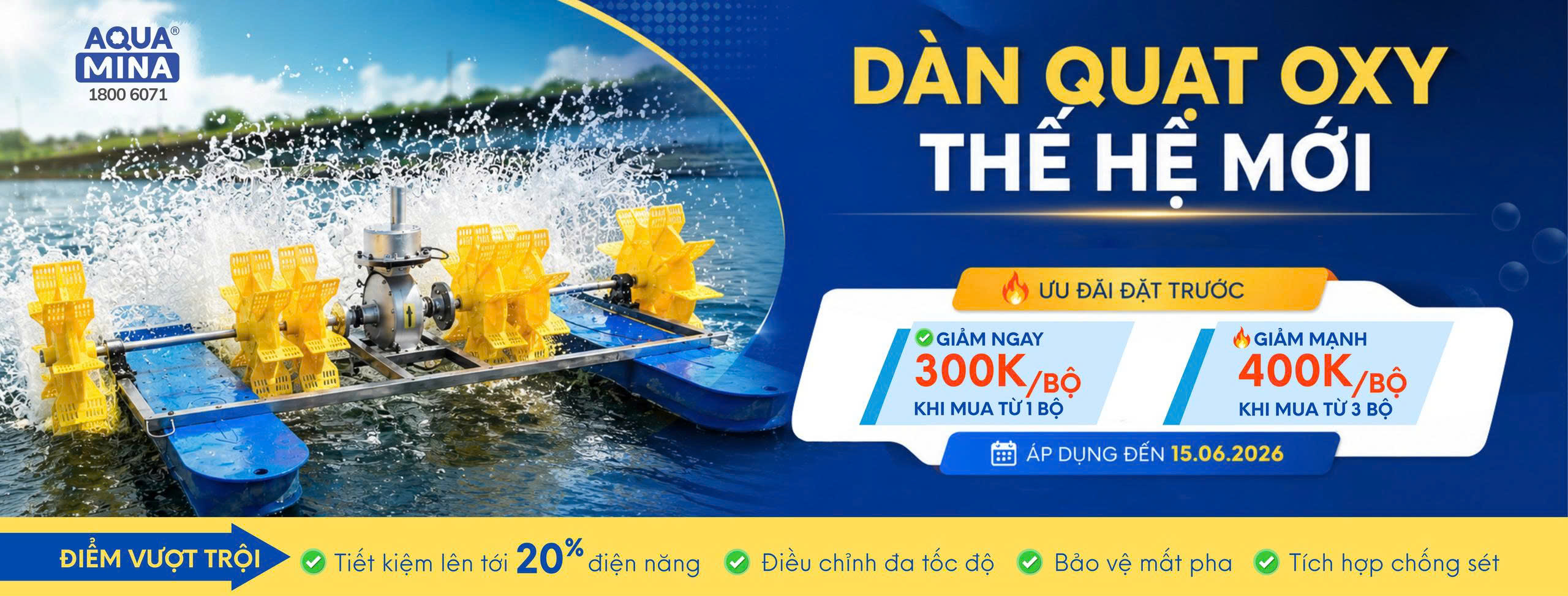 Dàn quạt oxy thế hệ mới aqua mina 2026