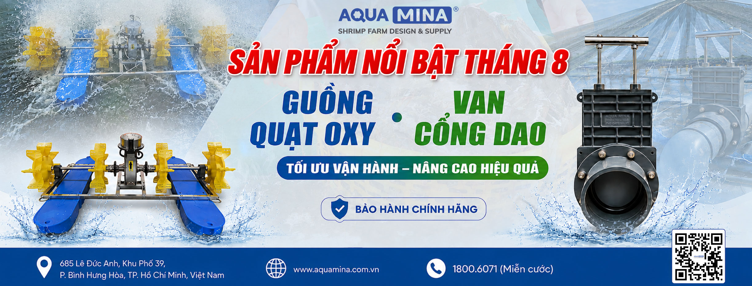 Sản phẩm nổi bật tháng 8 aqua mina van cổng dao và guồng quạt oxy