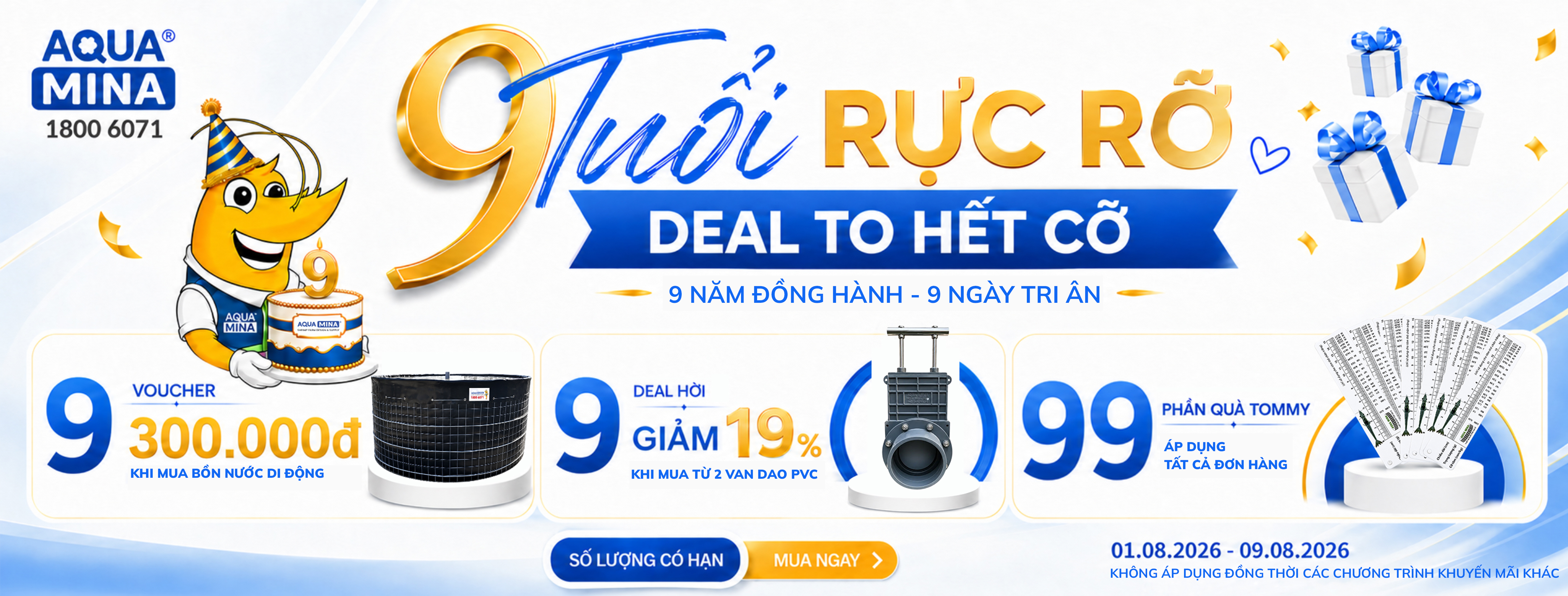 Sale sale mừng Sinh nhật 9 năm cùng Aqua Mina