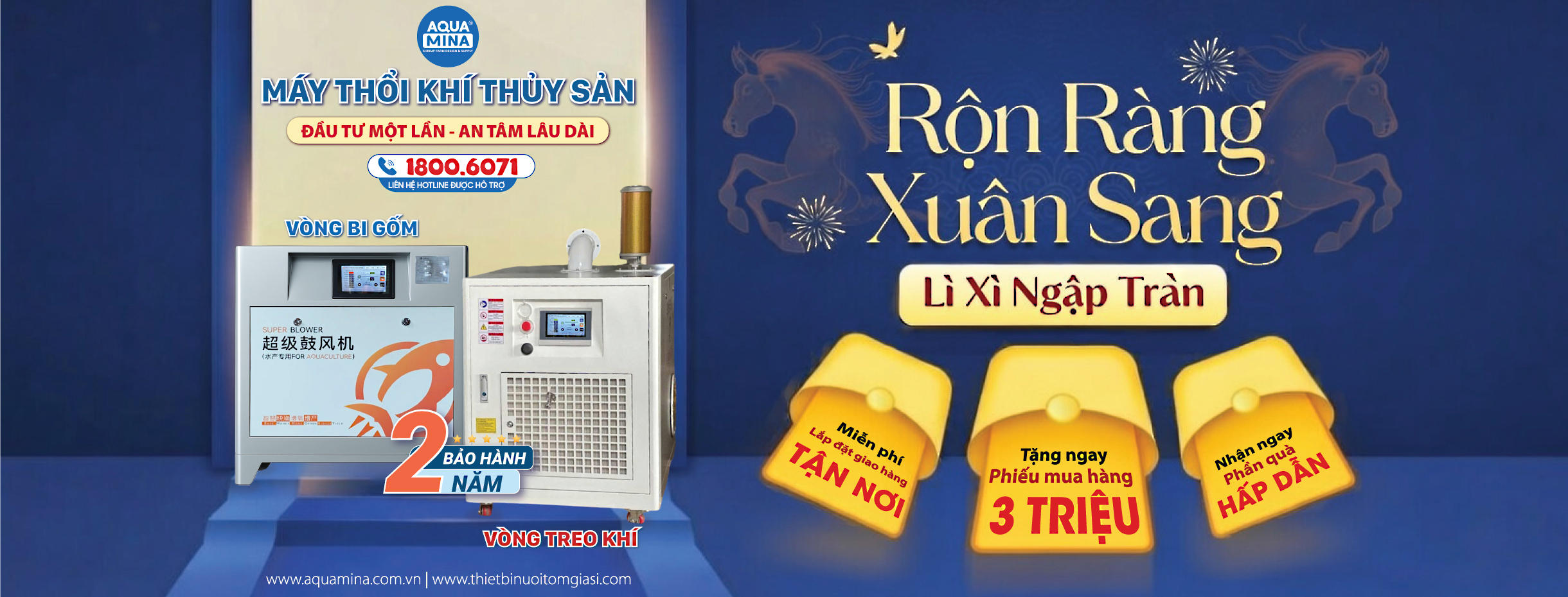 Mừng xuân bính ngọ Aqua Mina 2026 - Rọn ràng lì xì đầu năm cùng máy thổi khí thủy sản