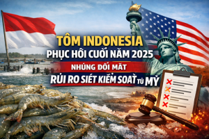 Tôm Indonesia phục hồi cuối năm 2025 nhưng đối mặt rủi ro siết kiểm soát từ Mỹ